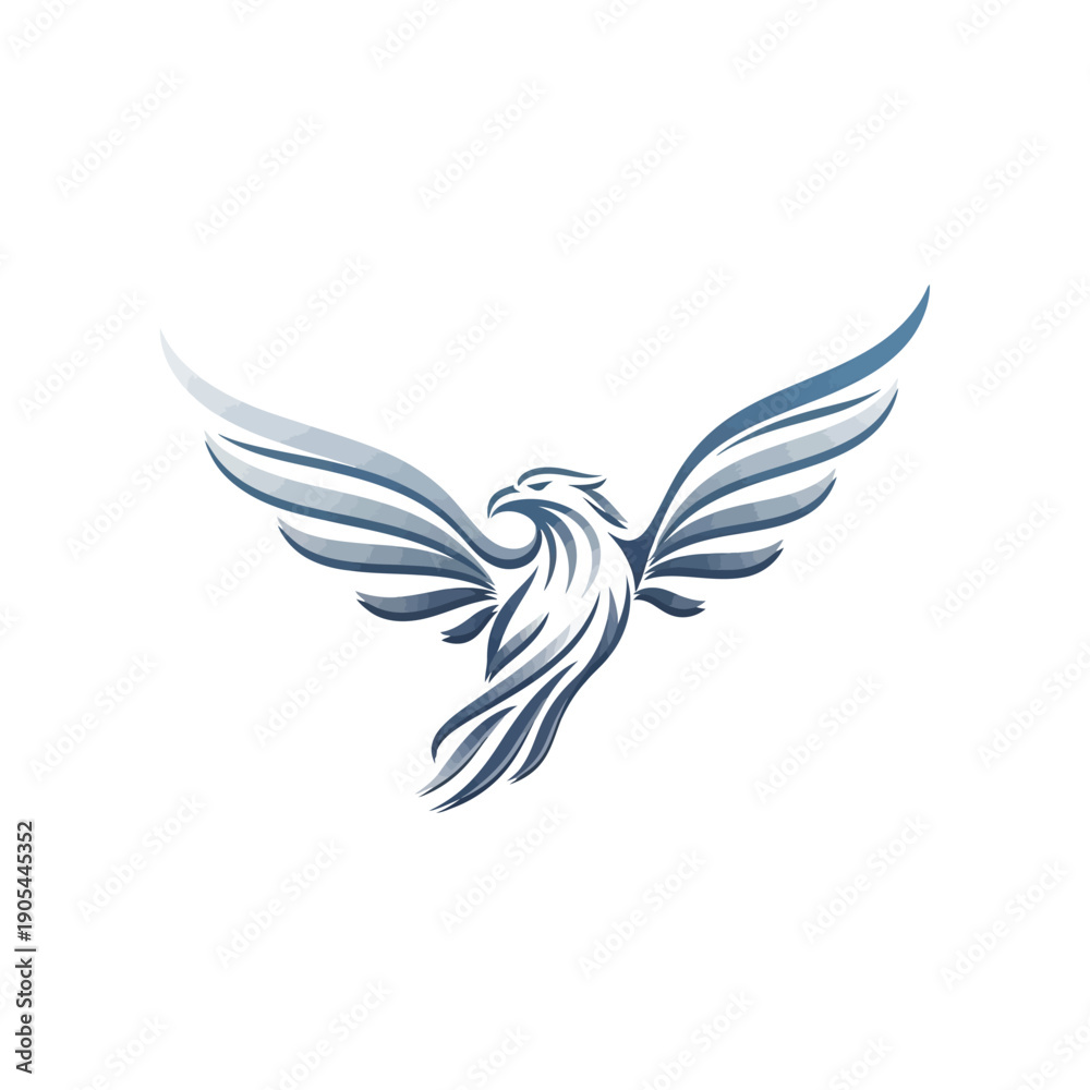 Fototapeta premium Elegant eagle logo design with outstretched wings in a modern style.