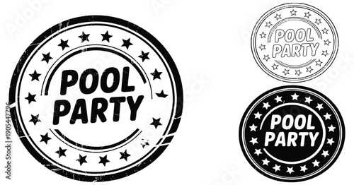 summer pool party fun vector badge illustration.