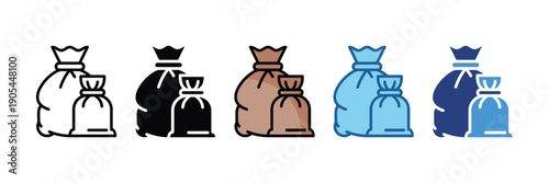 Trash Bag  Icon Set Multiple Style Collection