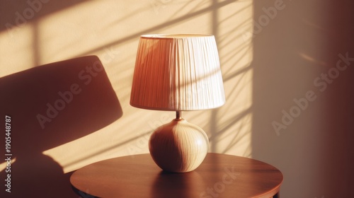 a lamp on a table in a room