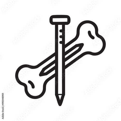 Minimalist line art of pencil piercing bone
