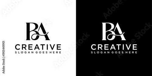 BA or AB initial letter logo design vector