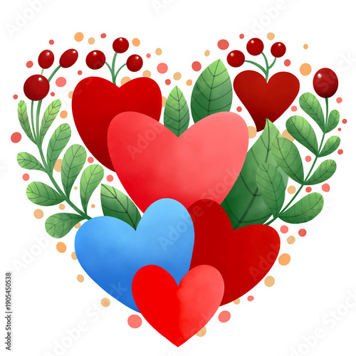 The painting depicts a bouquet of flowers in the shape of a heart. For Valentine's Day