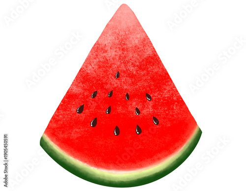 A drawing of a watermelon cut into triangular slices.