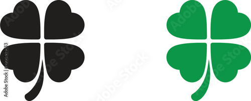 Heart Shaped Four Leaf Clover Silhouette, Saint Patrick’s Day Lucky Shamrock Vector Icon
