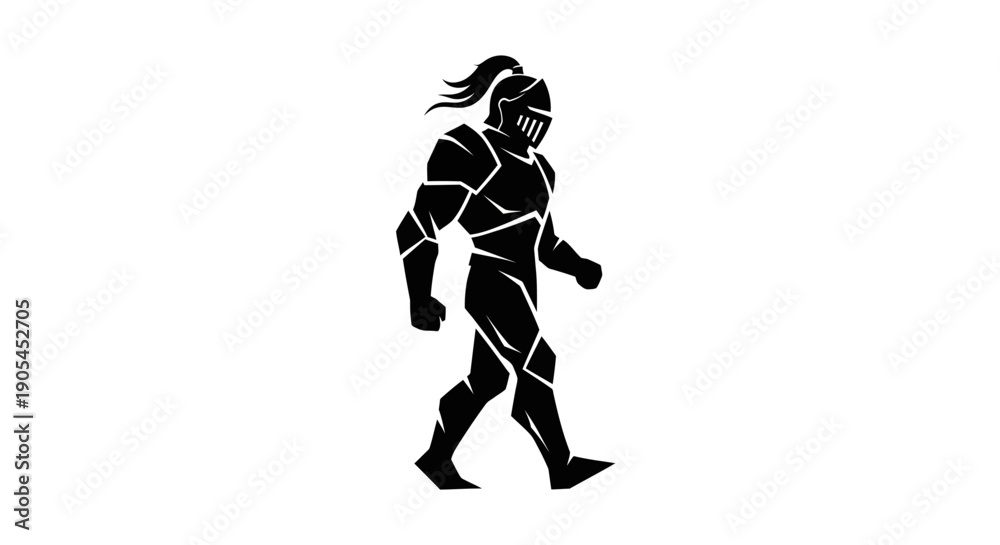 Fototapeta premium Knight silhouette illustration on white