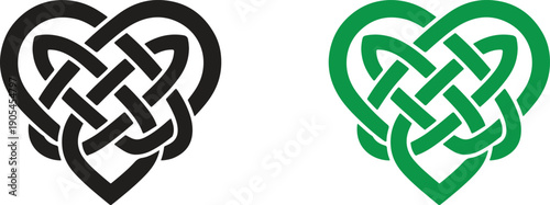 Celtic Knot Heart Symbol, Irish Love and Saint Patrick’s Day Vector Icon