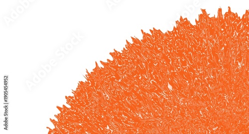 Abstract background color orange lver glitter shimmering blue fringe edge on white background Semicircular festive sparkle texture vibrant