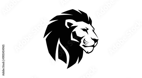 Lion head silhouette on white background