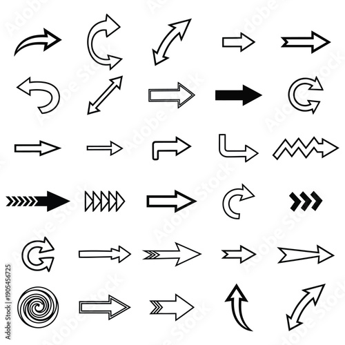 Hand drawn arrow symbols and icons set for design and directional guidance