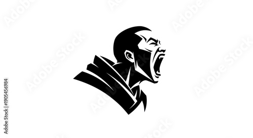 Man silhouette screaming black and white