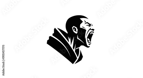 Man silhouette screaming black and white