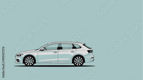 White station wagon car illustration