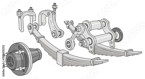 Detailed illustration of vehicle suspension system components from a technical viewpoint