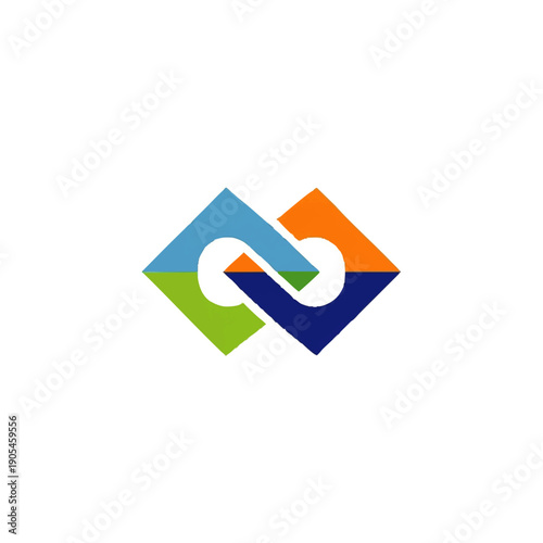 Free Download Colorful geometric logo with interlocking shapes on white background - GFXLoad