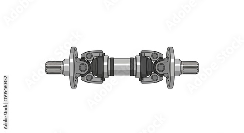 Double Universal Joint Mechanism with Central Shaft and Couplings for Mechanical Power Transmission