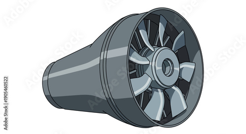 Industrial turbo fan illustration showcasing machinery and technology in a modern industrial setting viewed from the side