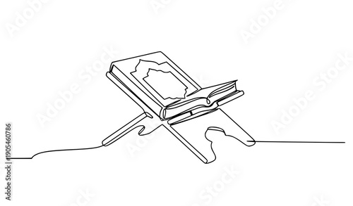 Ramadan Kareem Al Quran continuous line art Islamic vector illustration