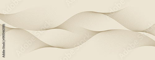 Abstract background with lines and waves. Web banner size. Element for design. Vector background for brochure, booklet, flyer, poster. Brown and beige gradient. Coffee, cafe eps10