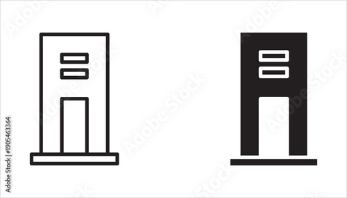 Building icon set. Contains house, office, bank, school, hotel, university, hospital, museum, skyscraper, factory, architecture, city, vector illustration.