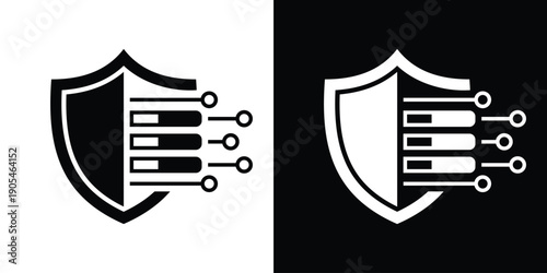 security technology logo. cyber security intelligence data protection with overlapping digital