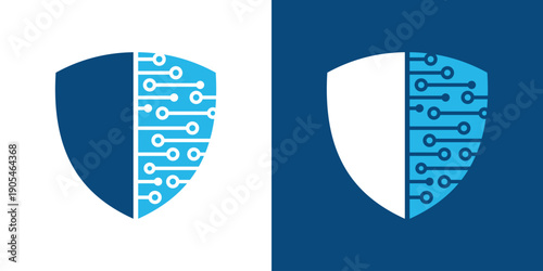 security logo. cyber security intelligence data protection with overlapping digital