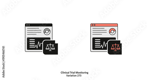 Clinical Trial Monitoring Icon, Justice Symbol