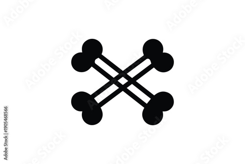 Two crossed bones symbol, skull and crossbones danger warning, pirate symbol, danger sign