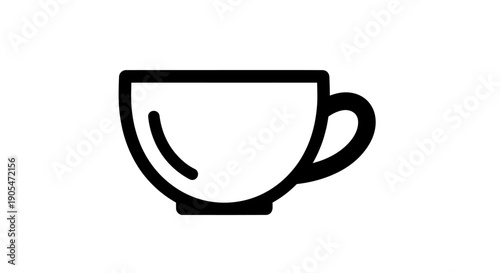 Minimalist coffee cup icon on white