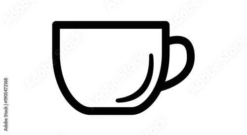 Minimalist coffee cup icon on white