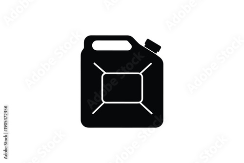 Black silhouette of a gasoline can or jerrycan, fuel container icon on a white background