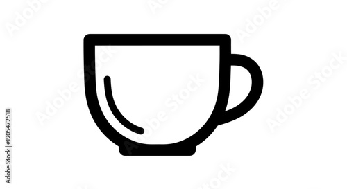 Minimalist coffee cup icon on white