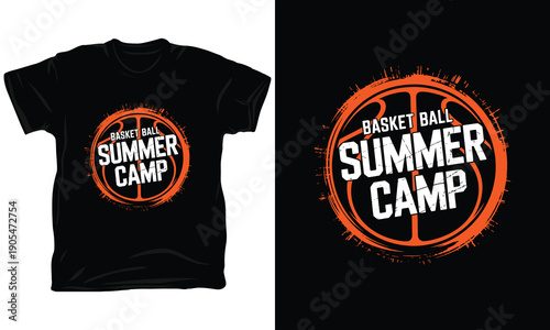 Vintage Basketball Summer Camp Badge Design for Sports Apparel