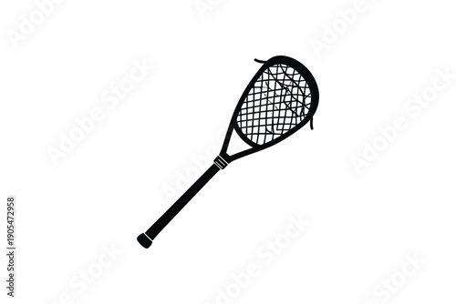 Lacrosse stick with net, equipment for sport, symbolizing game play and athletic activity, outdoor recreation
