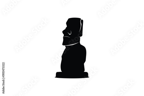 Moai statue silhouette from Easter Island, ancient stone sculpture, cultural heritage landmark, historical monument