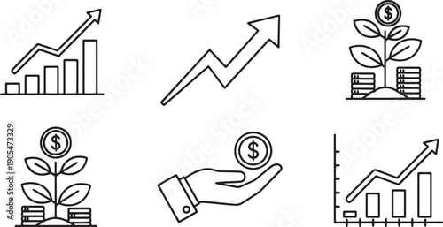 Financial growth and investment icons