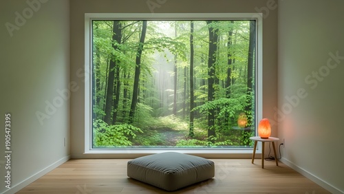 Peaceful forest view from indoor space