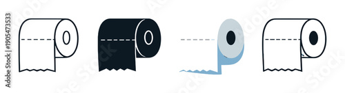 Set of toilet paper rolls: classic, dark, glowing, minimalist designs