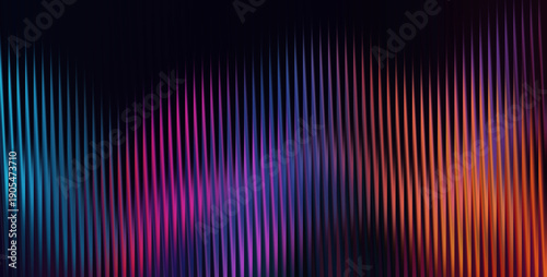 Bild auf Leinwand Abstract background with vertical neon light waves in vibrant blue, purple, and