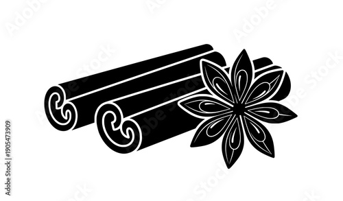 Minimal cinnamon spice baking pictogram vector