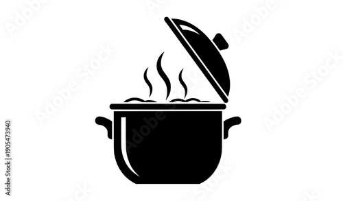 Boiling cooking pot food preparation symbol vector