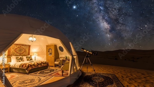 Luxurious desert tent under the stars