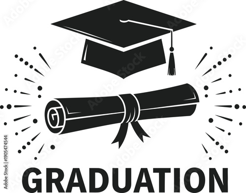 Celebrate academic achievement with graduation cap and diploma