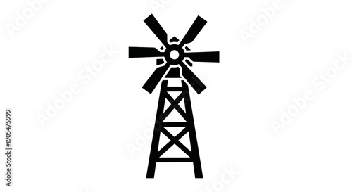 Minimalist Windmill Silhouette Icon