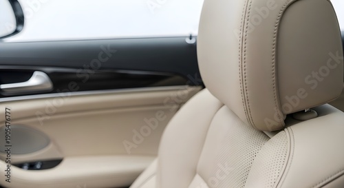 Wallpaper Mural Luxury Car Interior: Close up of beige perforated leather seat and headrest, modern executive vehicle design, premium transportation, automotive comfort and travel lifestyle concept Torontodigital.ca