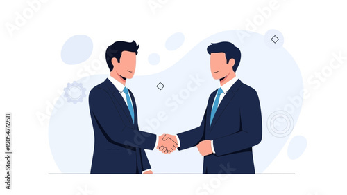 Businessmen shaking hands, agreement, partnership, teamwork, success, flat design