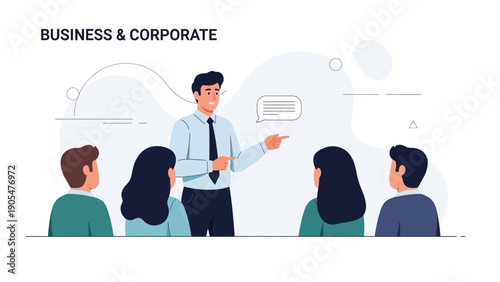 Business meeting with presentation and audience engagement