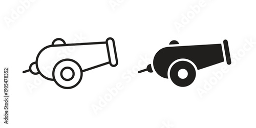 Cannon icons in different styles. Simple icon design
