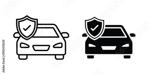 Car insurance icons in different styles. Simple icon design