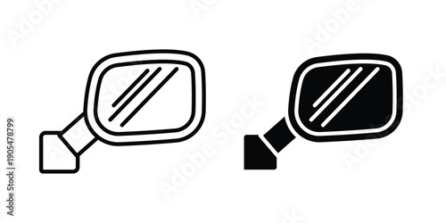 Car wing mirror icons in different styles. Simple icon design